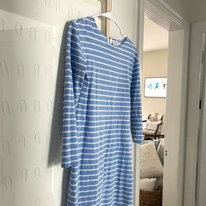 Sail to Sable Hydrangea Blue White Stripe Long Sleeve Tshirt Shift Dress